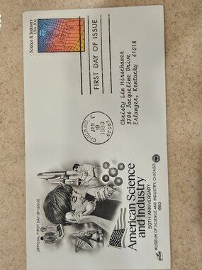 RARE USPS 1ST DAY ISSUE COVER AMERICAN SCIENCE & INDUSTRY STAMP ENVELOPE FDC